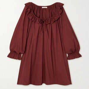 XS Doen Jillian Ruffled Cotton-Poplin Mini Dress